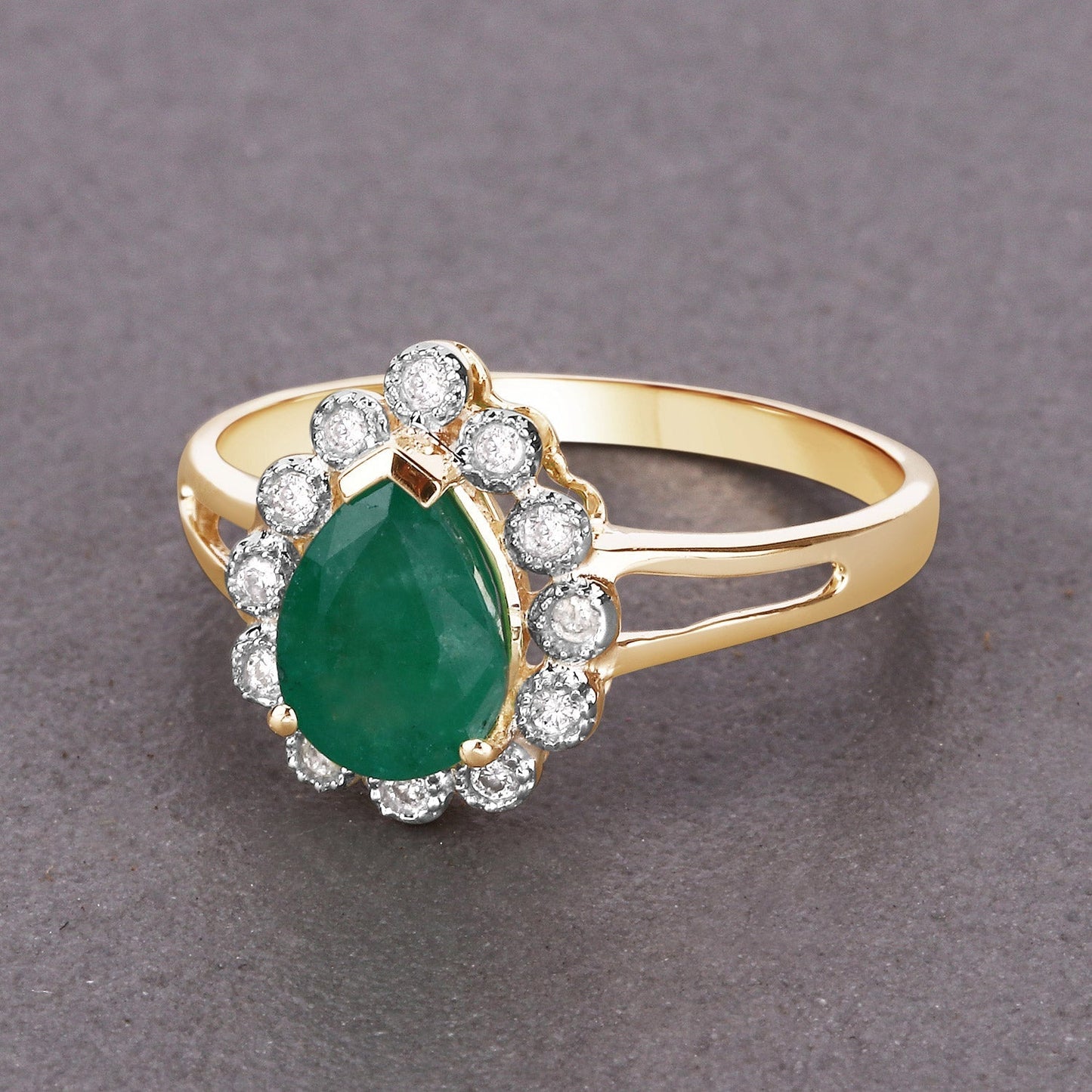 1.22 Carat Genuine Zambian Emerald and White Diamond 14K Yellow Gold Ring Bids.com