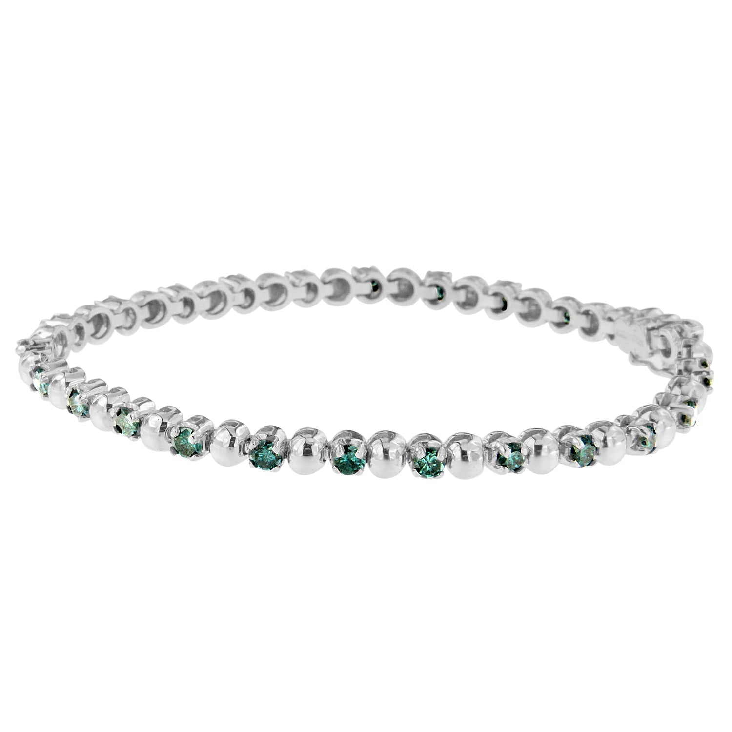 14K White Gold Round-Cut Blue Diamonds Bracelet (3.00 cttw, Blue Color, Clarity) Bids.com