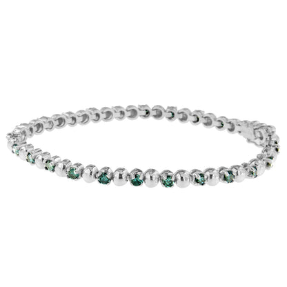 14K White Gold Round-Cut Blue Diamonds Bracelet (3.00 cttw, Blue Color, Clarity) Bids.com