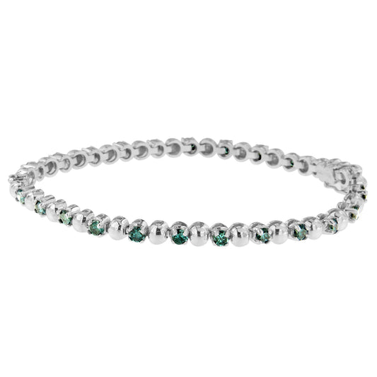 14K White Gold Round-Cut Blue Diamonds Bracelet (3.00 cttw, Blue Color, Clarity) Bids.com