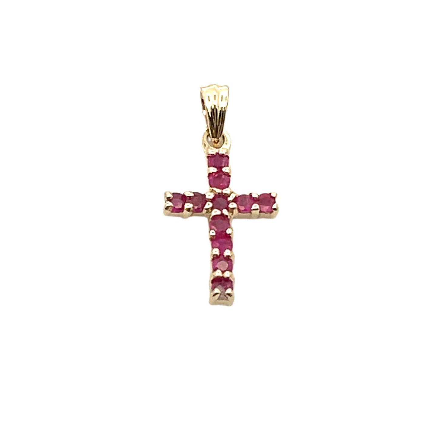 .21ct Ruby Cross Religious Pendant 10KT Yellow Gold Bids.com