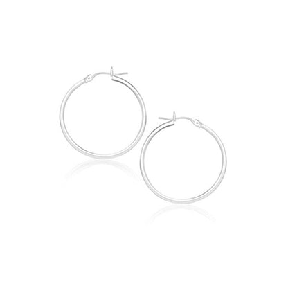 14k White Gold Polished Hoop Earrings (20 mm) Bids.com