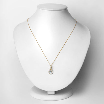 0.76 Carat Genuine Aquamarine and White Diamond 14K Yellow Gold Pendant Bids.com
