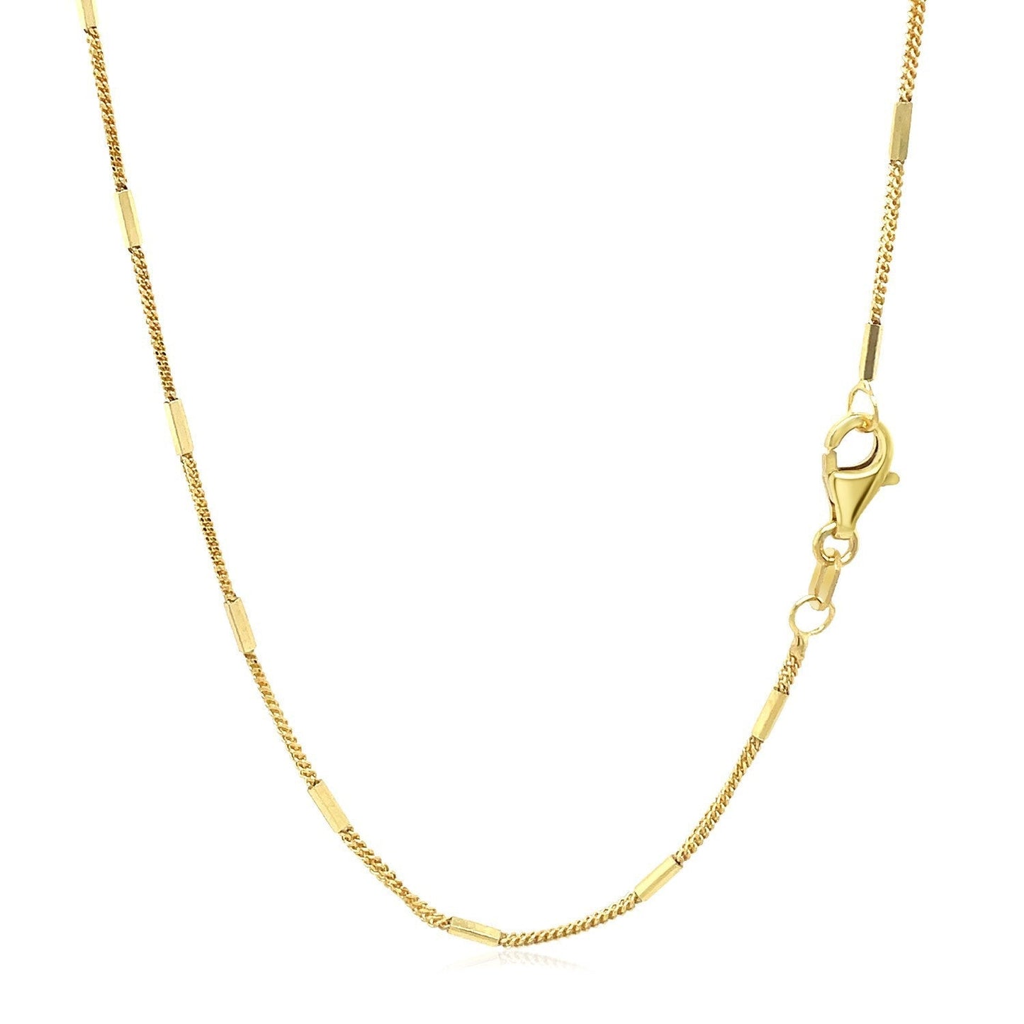 Diamond Cut Bar Links Pendant Chain in 14k Yellow Gold (1.3mm) Bids.com