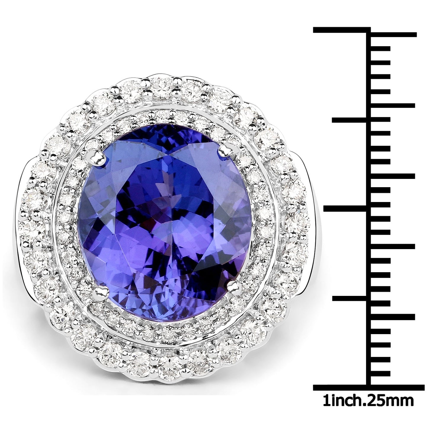 10.79 Carat Genuine Tanzanite and White Diamond 18K White Gold Ring Bids.com