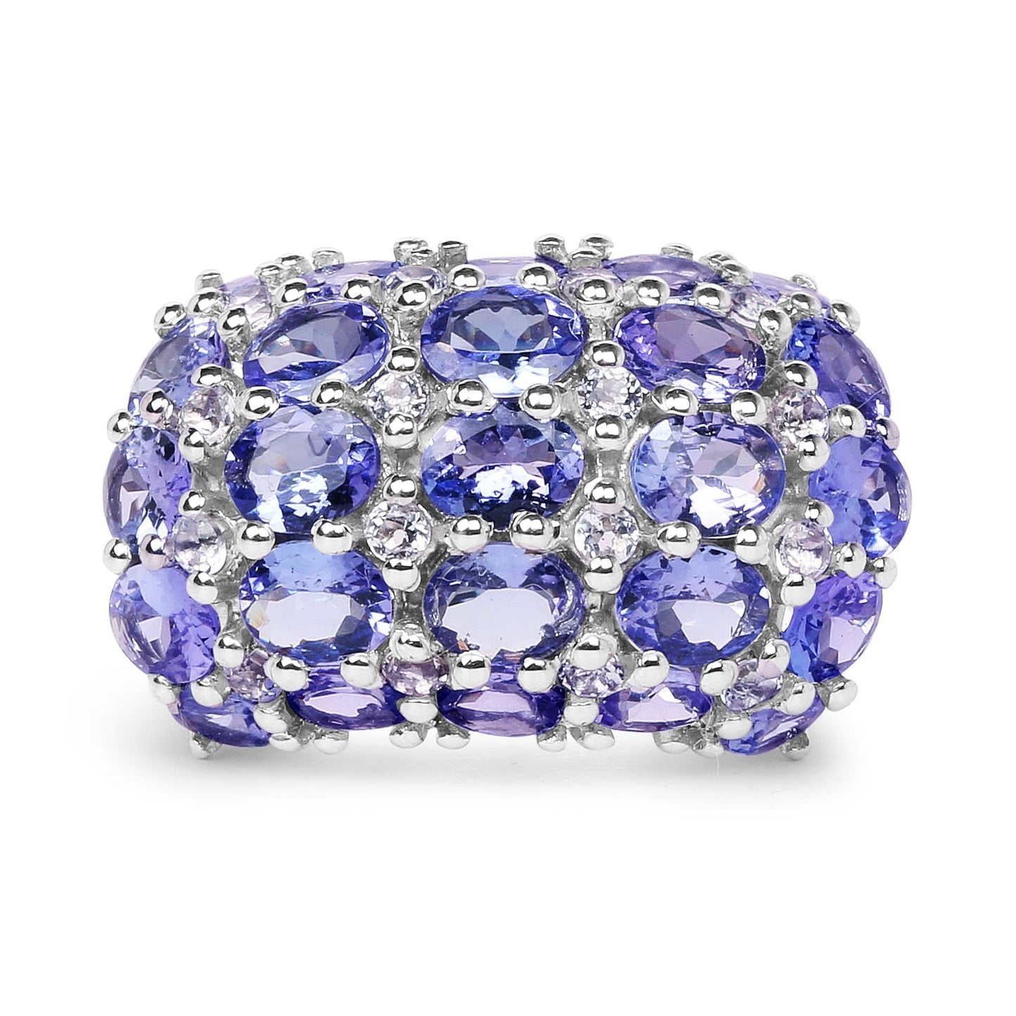 7.29 Carat Genuine Tanzanite and White Topaz .925 Sterling Silver Ring Bids.com