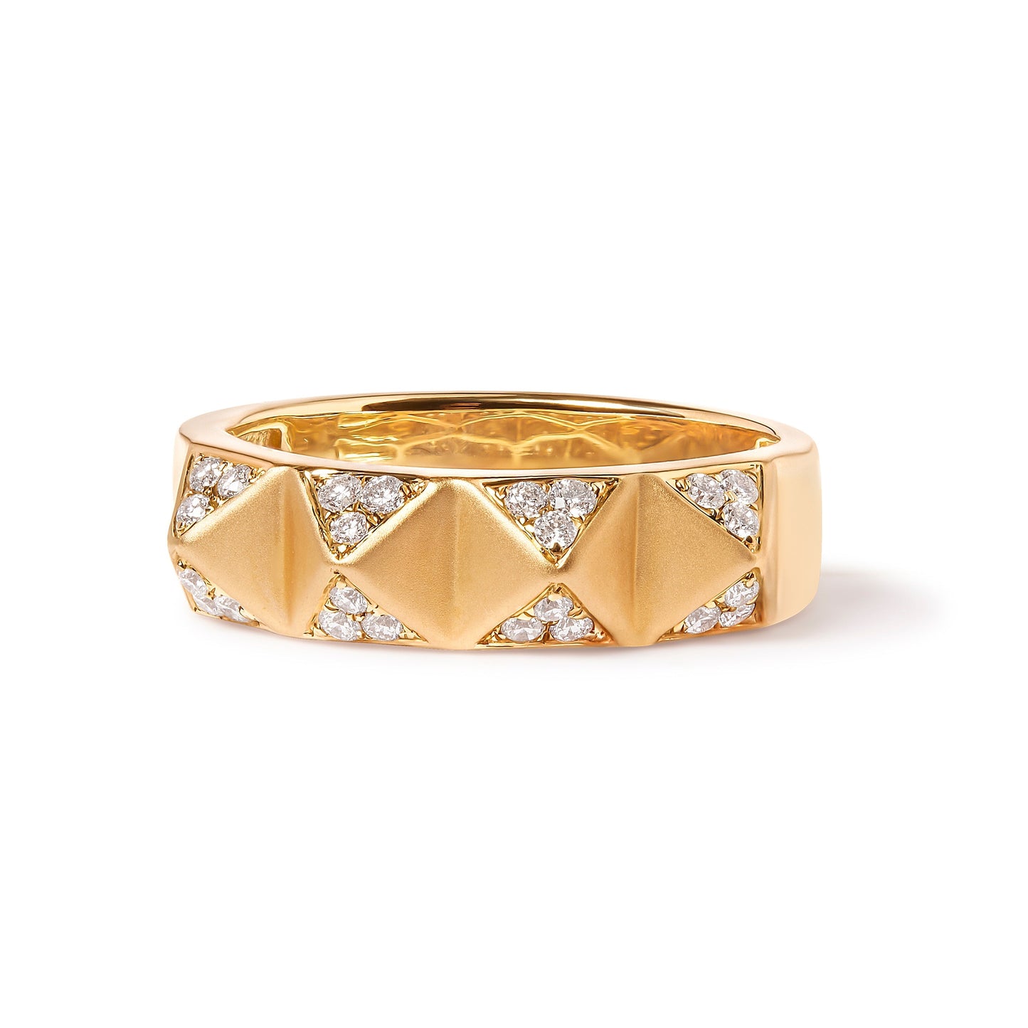 14K Yellow Gold 1/4 Cttw White Diamond Pyramid Band Ring (G-H Color, SI1-SI2 Clarity)- Size 7 Bids.com