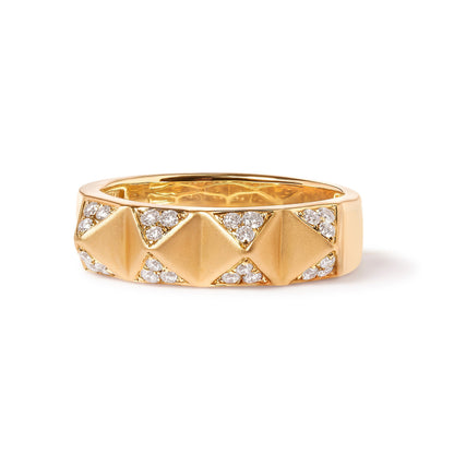 14K Yellow Gold 1/4 Cttw White Diamond Pyramid Band Ring (G-H Color, SI1-SI2 Clarity)- Size 7 Bids.com