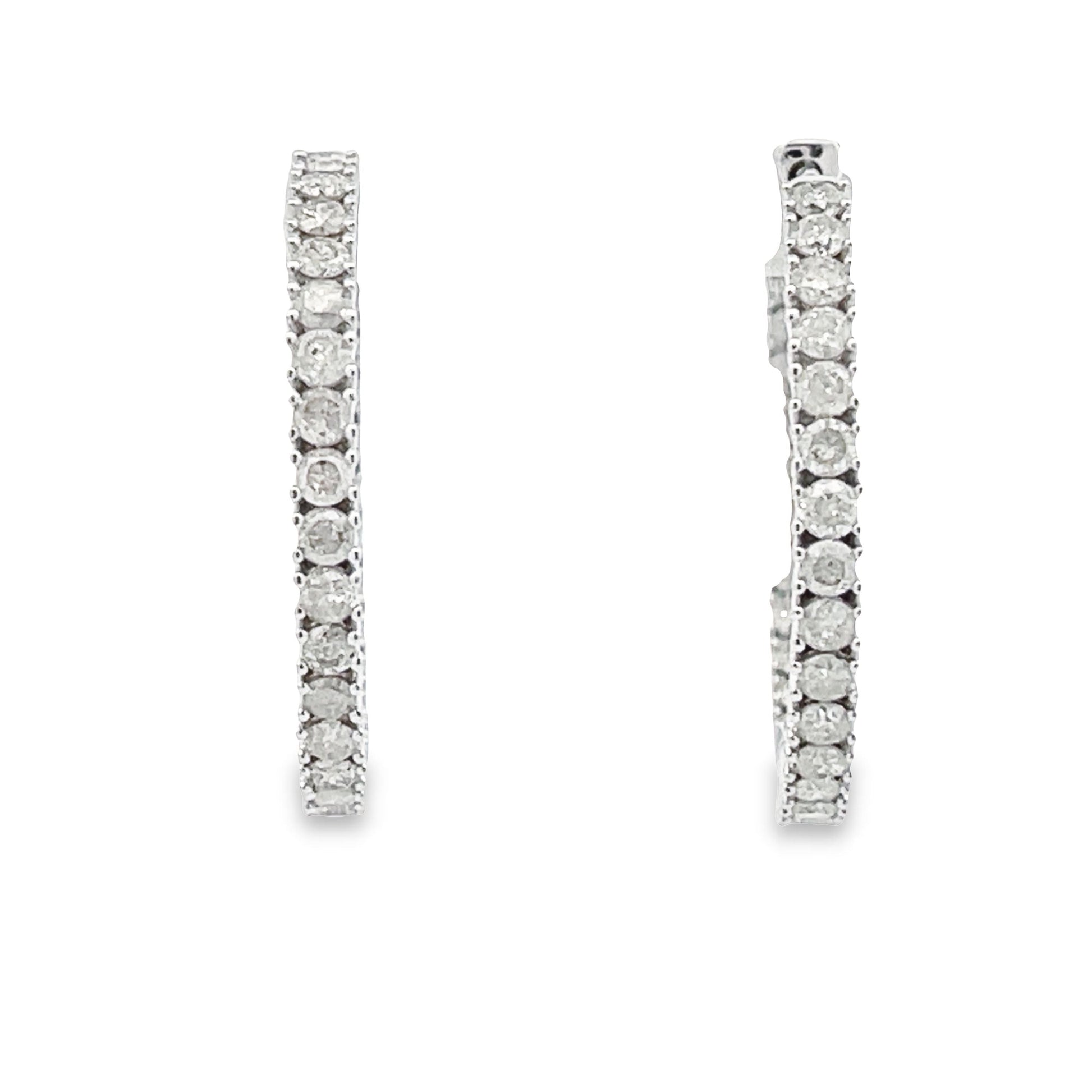 Genuine 1.53ct Diamond Hoop Earrings 10KT White Gold Bids.com