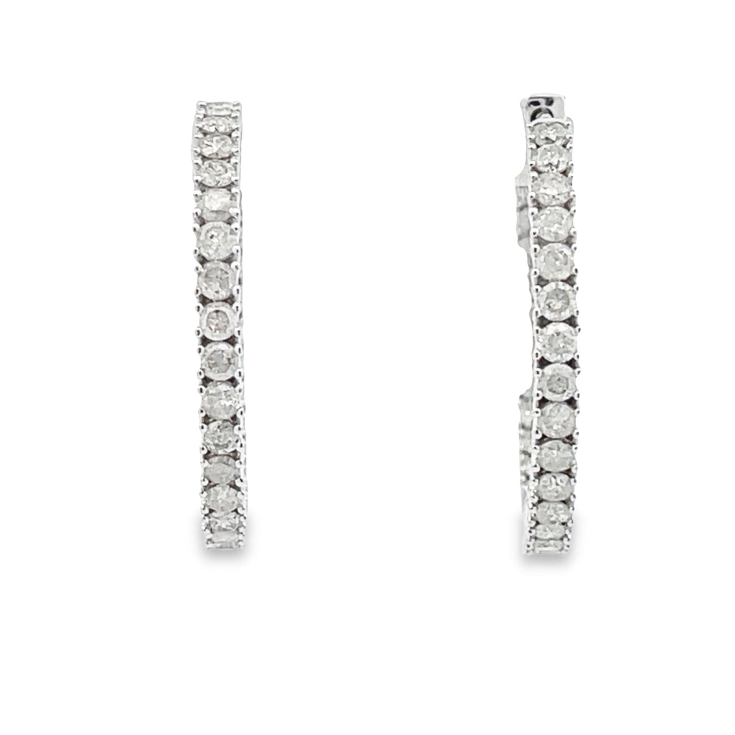 Genuine 1.53ct Diamond Hoop Earrings 10KT White Gold Bids.com