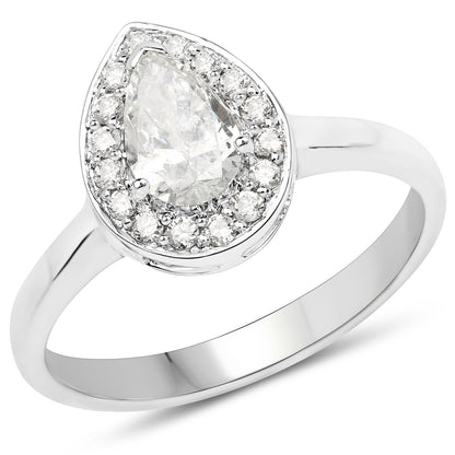 14K White Gold 0.70 Carat Genuine White Diamond Ring Bids.com