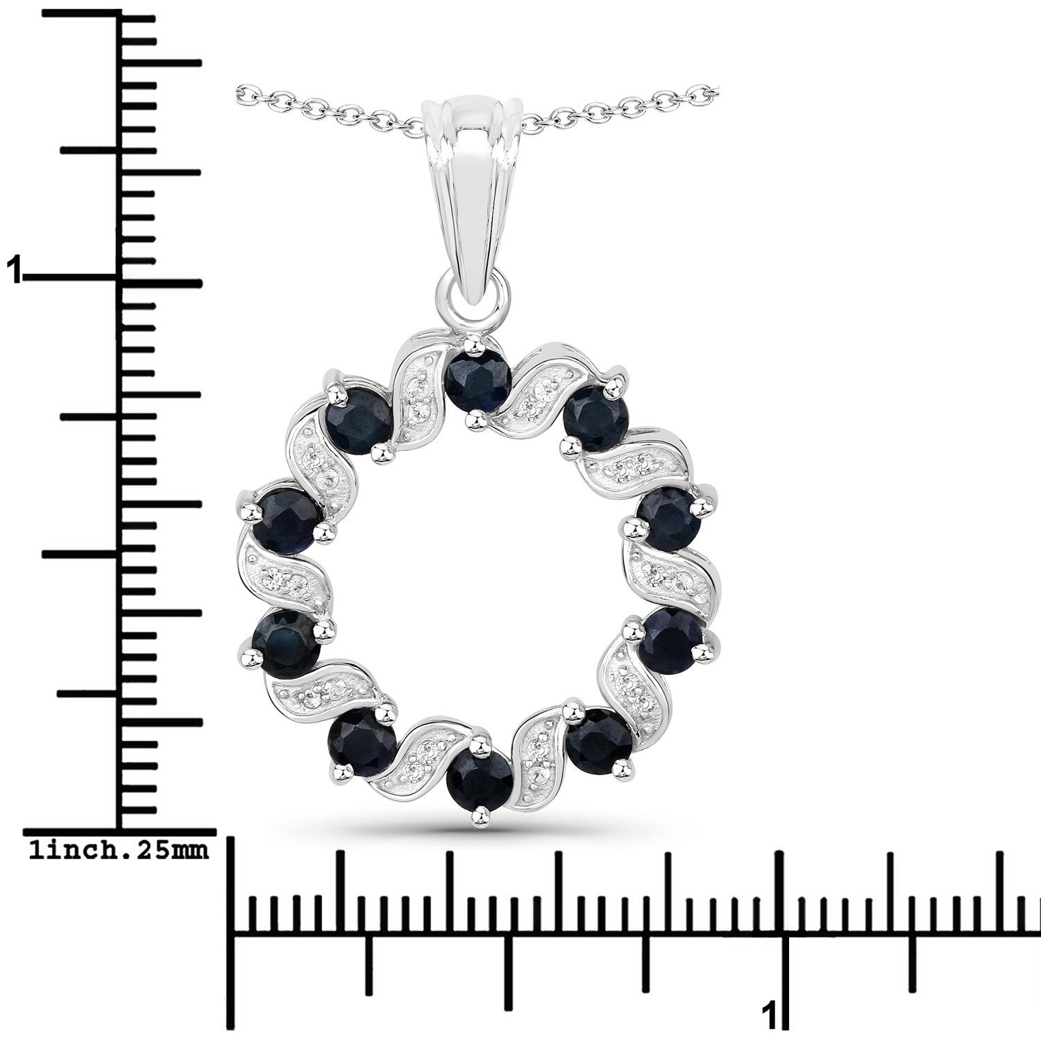 1.30 Carat Genuine Blue Sapphire and White Topaz .925 Sterling Silver Pendant Bids.com