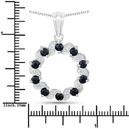 1.30 Carat Genuine Blue Sapphire and White Topaz .925 Sterling Silver Pendant Bids.com