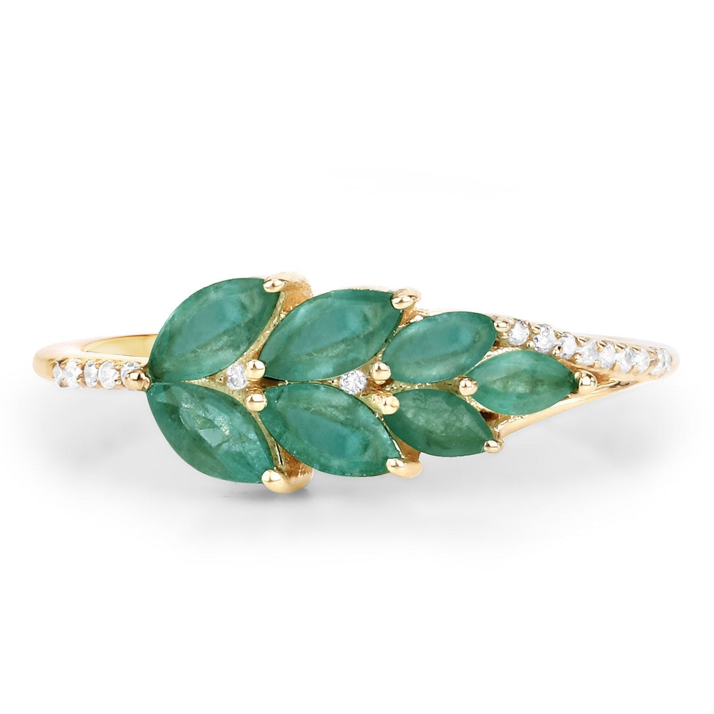 0.68 Carat Genuine Zambian Emerald and White Diamond 14K Yellow Gold Ring Bids.com