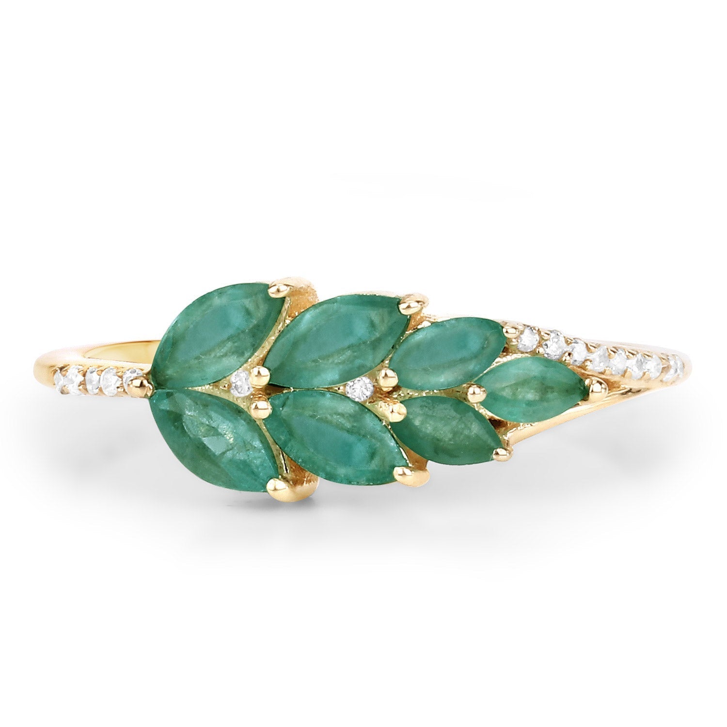 0.68 Carat Genuine Zambian Emerald and White Diamond 14K Yellow Gold Ring Bids.com
