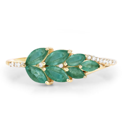 0.68 Carat Genuine Zambian Emerald and White Diamond 14K Yellow Gold Ring Bids.com