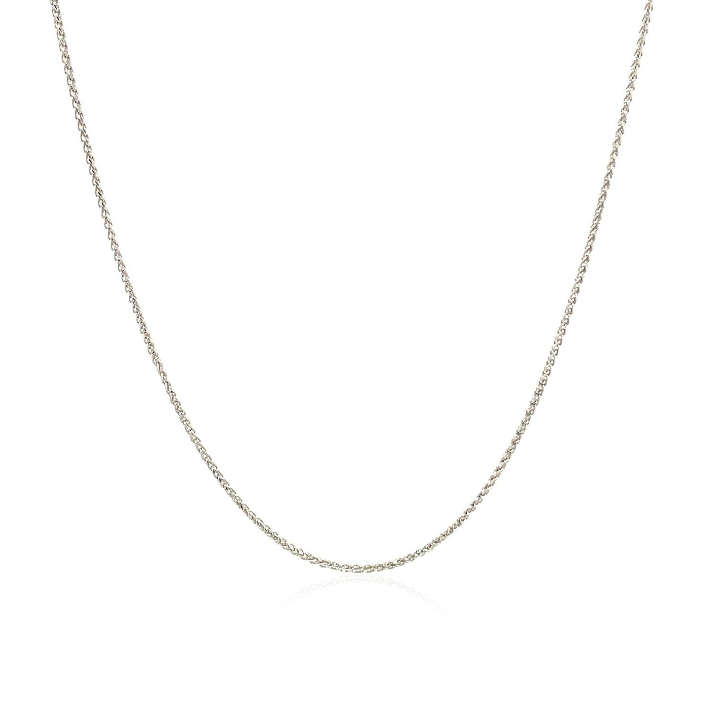 14k White Gold Diamond Cut Round Wheat Chain 0.6mm Bids.com