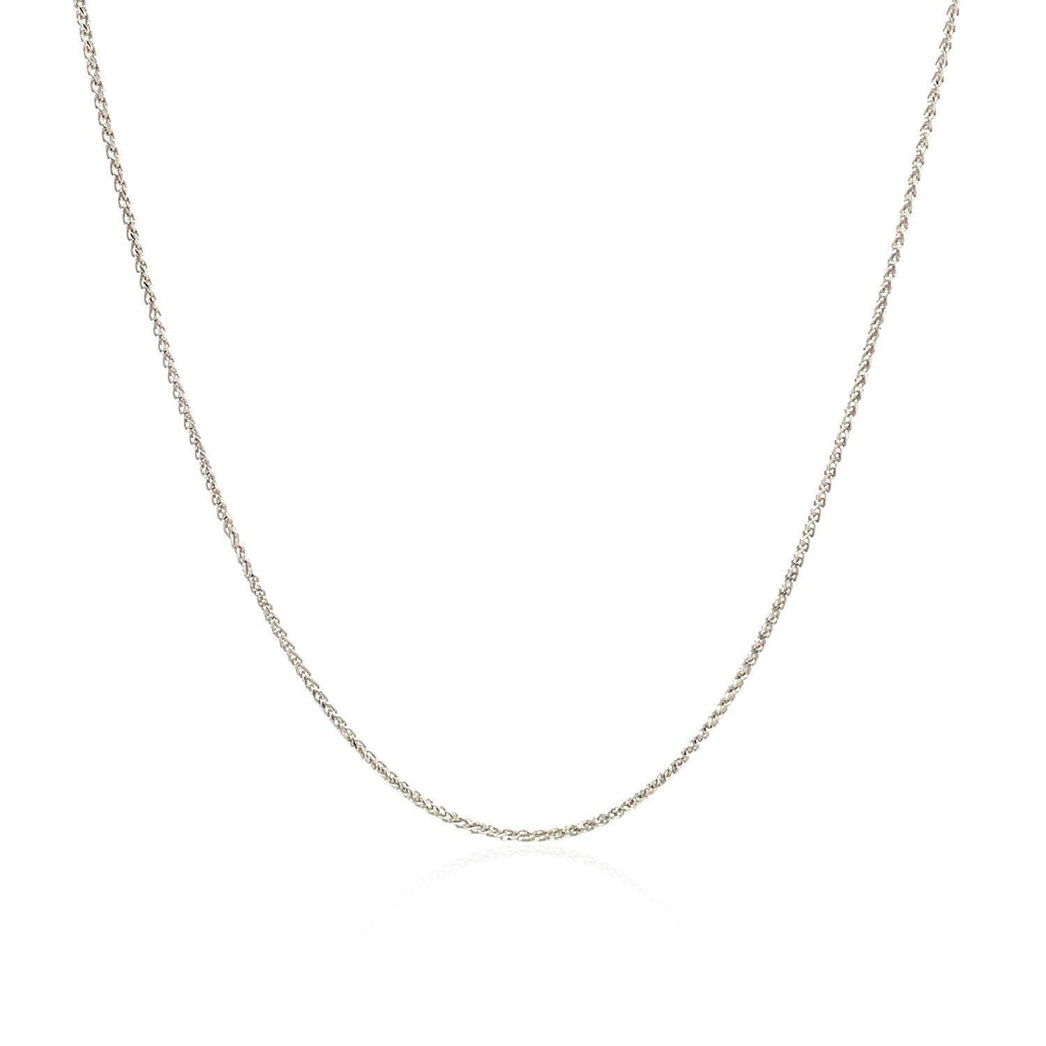 14k White Gold Diamond Cut Round Wheat Chain 0.6mm Bids.com