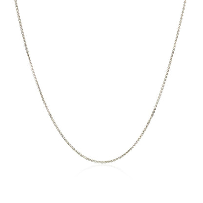 14k White Gold Diamond Cut Round Wheat Chain 0.6mm Bids.com