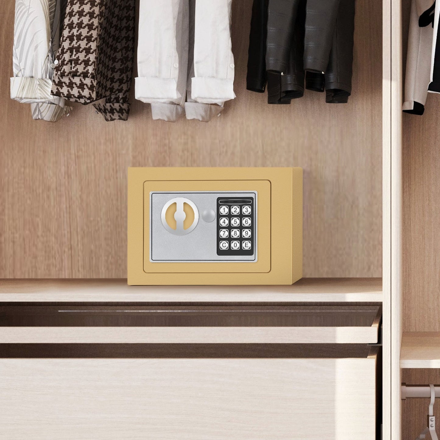 Compact Digital Safe Box – Keypad & Key Access DailySale