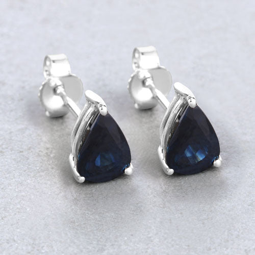 1.60 Carat Genuine Blue Sapphire 10K White Gold Earrings Bids.com