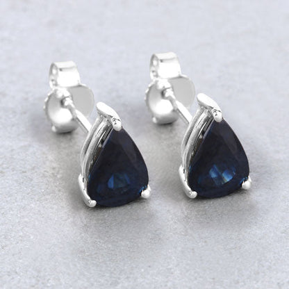 1.60 Carat Genuine Blue Sapphire 10K White Gold Earrings Bids.com