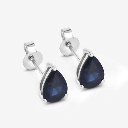 1.60 Carat Genuine Blue Sapphire 10K White Gold Earrings Bids.com
