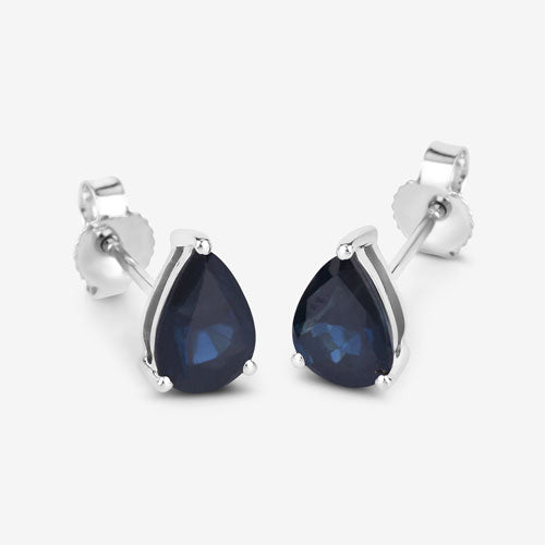 1.60 Carat Genuine Blue Sapphire 10K White Gold Earrings Bids.com