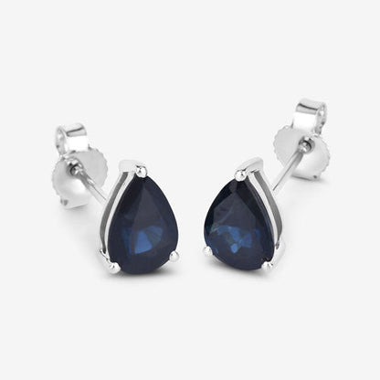 1.60 Carat Genuine Blue Sapphire 10K White Gold Earrings Bids.com