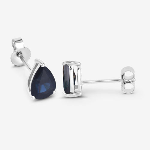 1.60 Carat Genuine Blue Sapphire 10K White Gold Earrings Bids.com