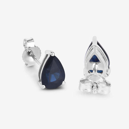 1.60 Carat Genuine Blue Sapphire 10K White Gold Earrings Bids.com