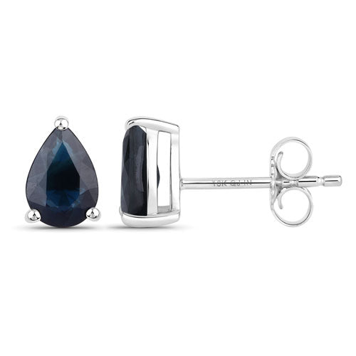 1.60 Carat Genuine Blue Sapphire 10K White Gold Earrings Bids.com