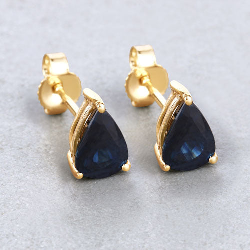 1.60 Carat Genuine Blue Sapphire 10K Yellow Gold Earrings Bids.com