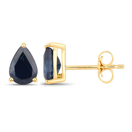 1.60 Carat Genuine Blue Sapphire 10K Yellow Gold Earrings Bids.com