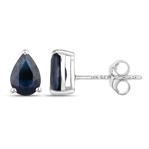1.60 Carat Genuine Blue Sapphire 14K White Gold Earrings Bids.com