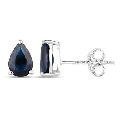 1.60 Carat Genuine Blue Sapphire 14K White Gold Earrings Bids.com