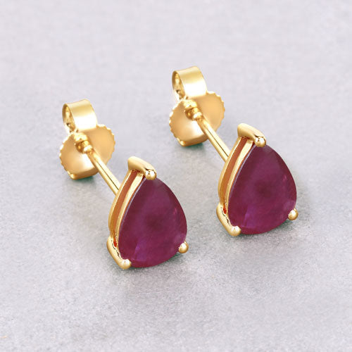 1.60 Carat Genuine Ruby 10K Yellow Gold Earrings Bids.com
