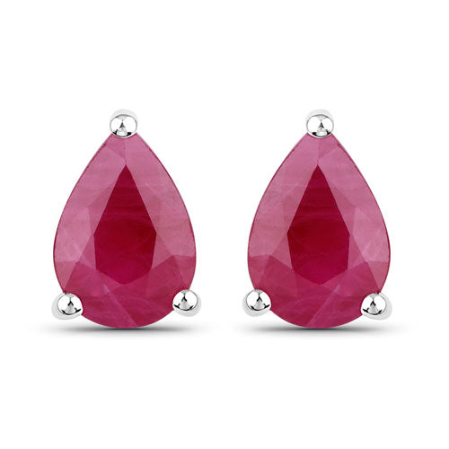 1.60 Carat Genuine Ruby 14K White Gold Earrings Bids.com