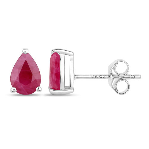 1.60 Carat Genuine Ruby 14K White Gold Earrings Bids.com