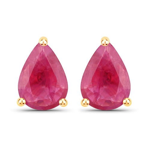 1.60 Carat Genuine Ruby 14K Yellow Gold Earrings Bids.com
