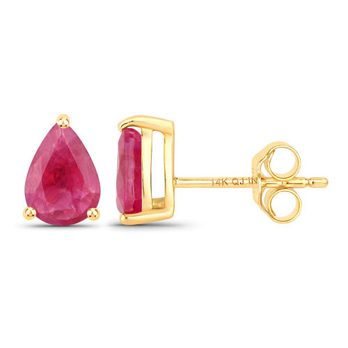 1.60 Carat Genuine Ruby 14K Yellow Gold Earrings Bids.com