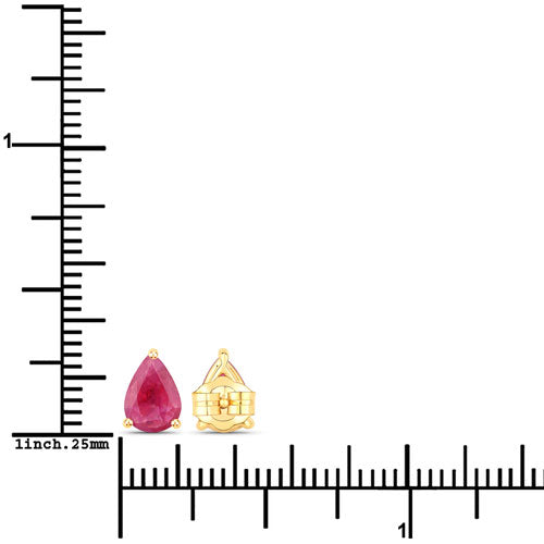 1.60 Carat Genuine Ruby 14K Yellow Gold Earrings Bids.com