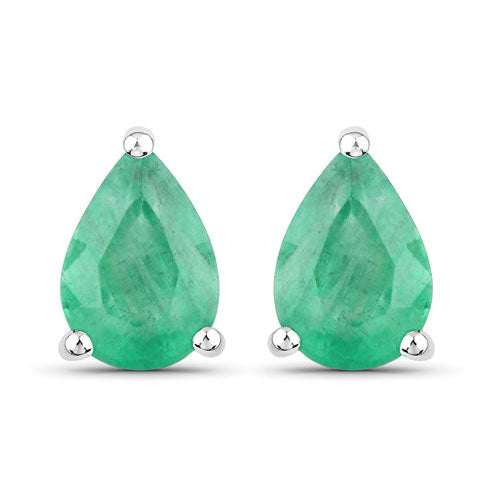 1.30 Carat Genuine Zambian Emerald 10K White Gold Earrings Bids.com