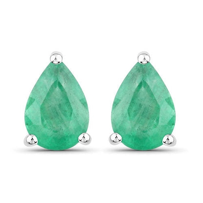 1.30 Carat Genuine Zambian Emerald 10K White Gold Earrings Bids.com