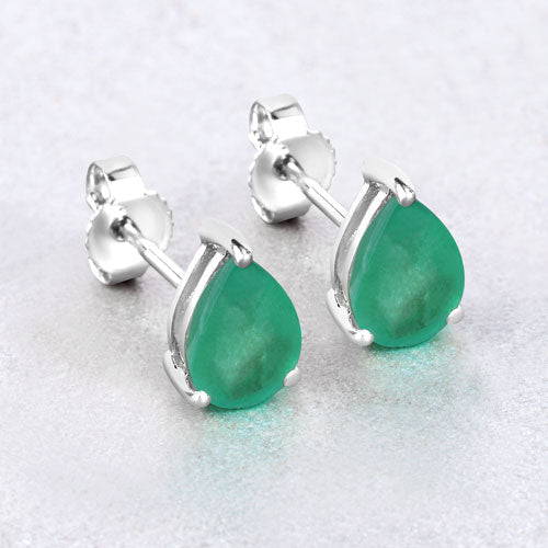 1.30 Carat Genuine Zambian Emerald 10K White Gold Earrings Bids.com