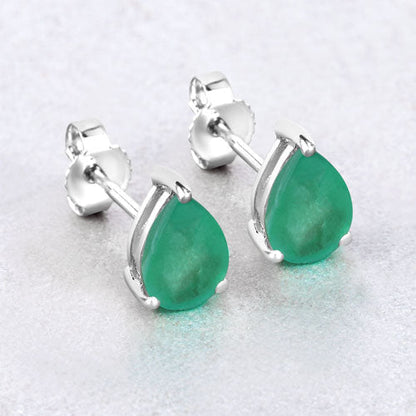 1.30 Carat Genuine Zambian Emerald 10K White Gold Earrings Bids.com