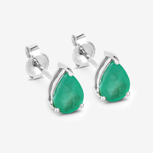 1.30 Carat Genuine Zambian Emerald 10K White Gold Earrings Bids.com