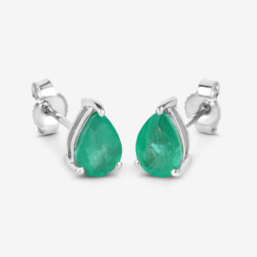 1.30 Carat Genuine Zambian Emerald 10K White Gold Earrings Bids.com