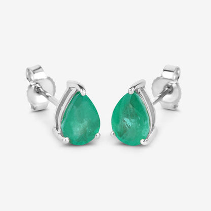 1.30 Carat Genuine Zambian Emerald 10K White Gold Earrings Bids.com