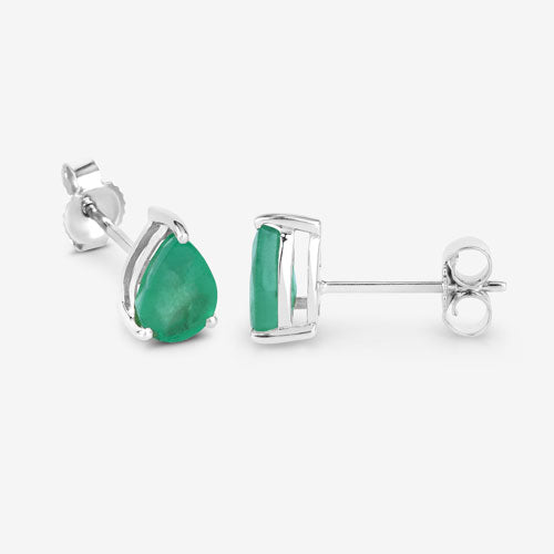1.30 Carat Genuine Zambian Emerald 10K White Gold Earrings Bids.com